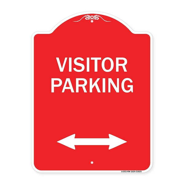 Signmission Reserved Parking Visitor Parking Arrow Pointing Left and Right, Red & White, A-DES-RW-1824-23025 A-DES-RW-1824-23025 - main